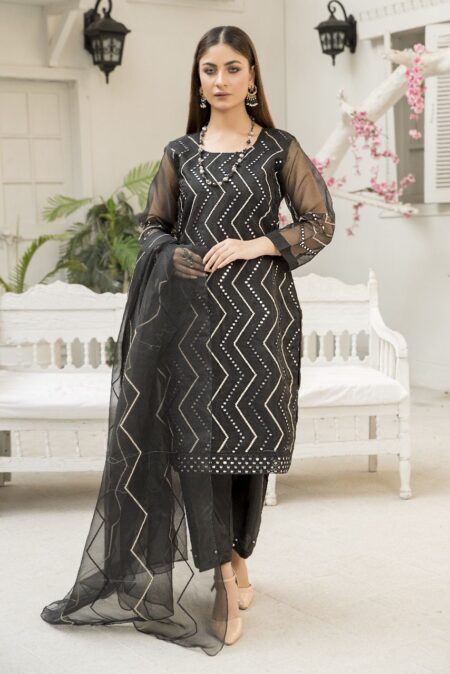 Party Wear Embroidered Work  organza Fabric DC 205