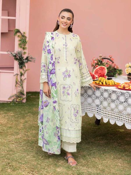 CHIKANKARI 3-Piece Unstitched Digital Printed Lawn Suit