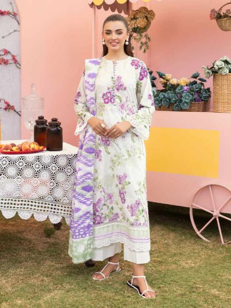CHIKANKARI 3-Piece Unstitched Digital Printed Lawn Suit