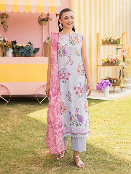 CHIKANKARI 3-Piece Unstitched Digital Printed Lawn Suit