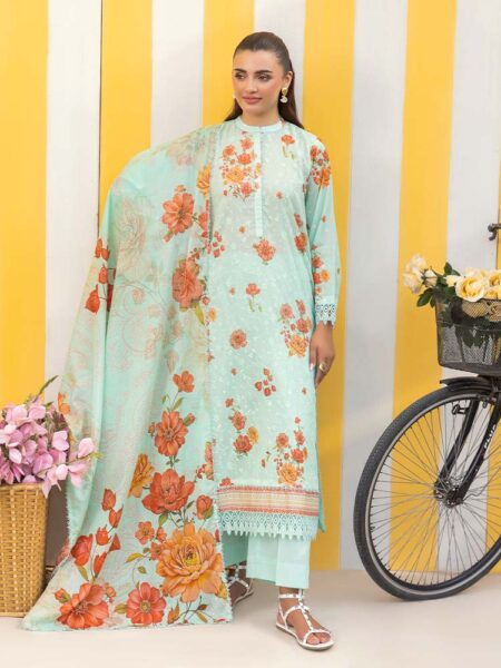 CHIKANKARI 3-Piece Unstitched Digital Printed Lawn Suit
