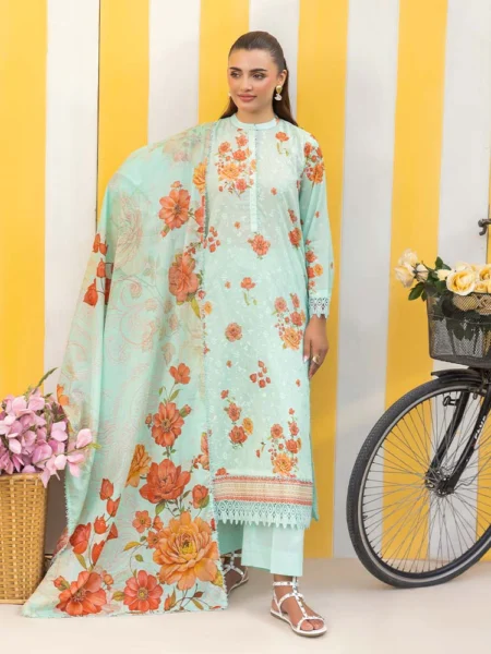 CHIKANKARI 3-Piece Unstitched Digital Printed Lawn Suit