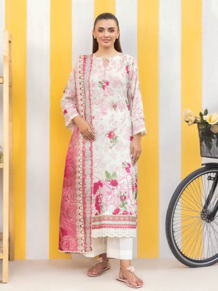 CHIKANKARI 3-Piece Unstitched Digital Printed Lawn Suit