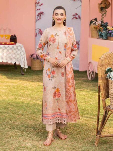 CHIKANKARI 3-Piece Unstitched Digital Printed Lawn Suit