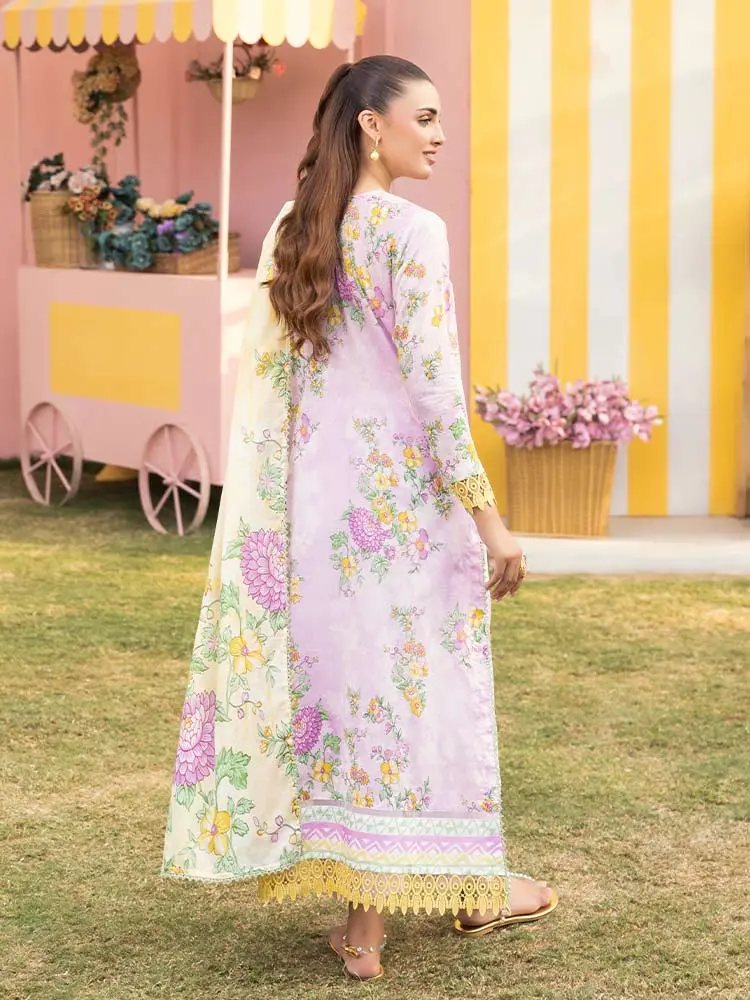 CHIKANKARI 3-Piece Unstitched Digital Printed Lawn Suit