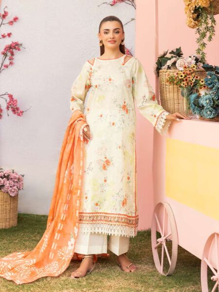 CHIKANKARI 3-Piece Unstitched Digital Printed Lawn Suit