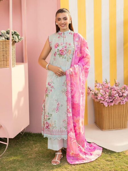 CHIKANKARI 3-Piece Unstitched Digital Printed Lawn Suit