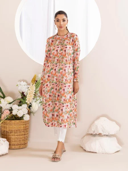 Rose N Rosy Unstitched 2-Piece Lawn BY BINAAS
