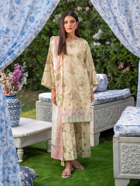 Suffina 3-piece unstitched digital printed lawn by Binaas