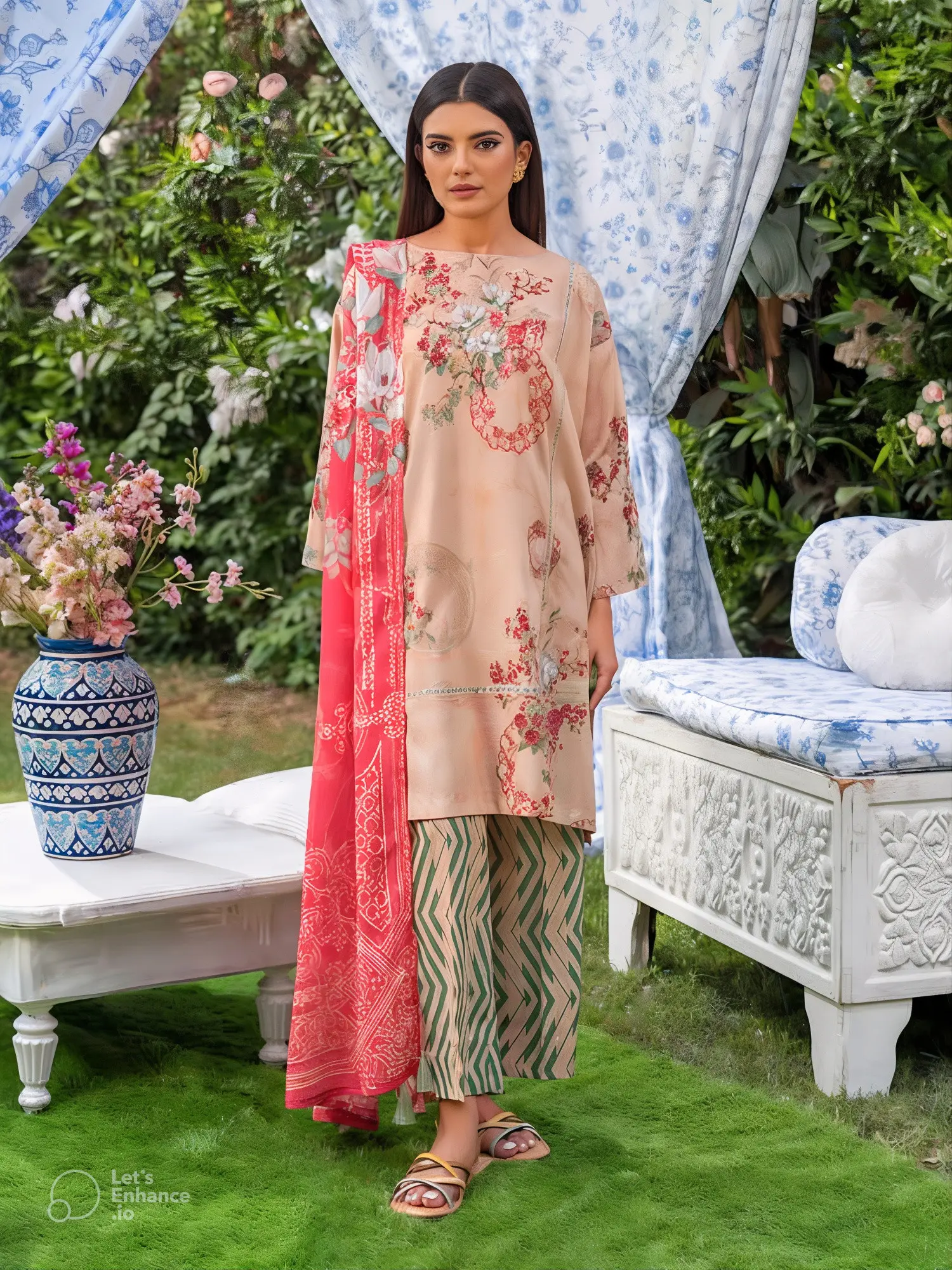 Suffina 3-piece unstitched digital printed lawn by Binaas