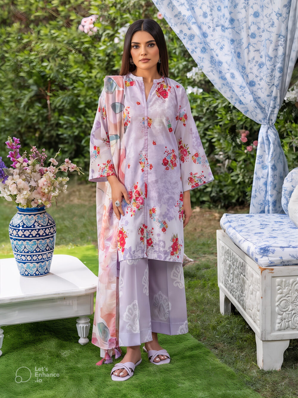 Suffina 3-piece unstitched digital printed lawn by Binaas